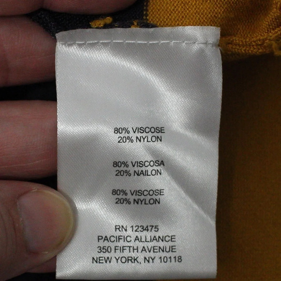 Jones New York Turtle Neck Dolman Sleeve Top - Yellow/Blue/Gray - Button Detail - Picture 5 of 6